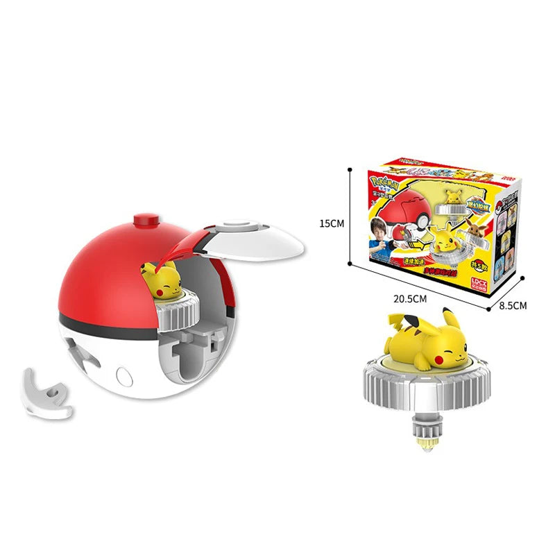 Pião com lançador pikachu/charmander/squirtle/mew/eevee Anime pokemon