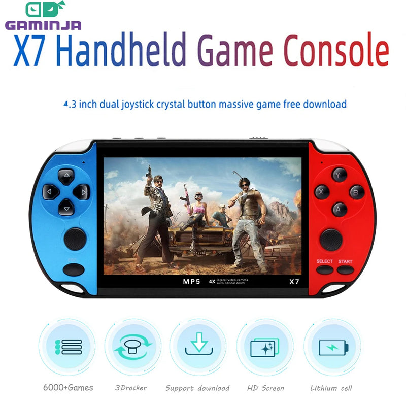 GAMINJA-X7 portátil emulador GBA, GBC, NES, GBC com 10.000 jogos HD, 4.3in