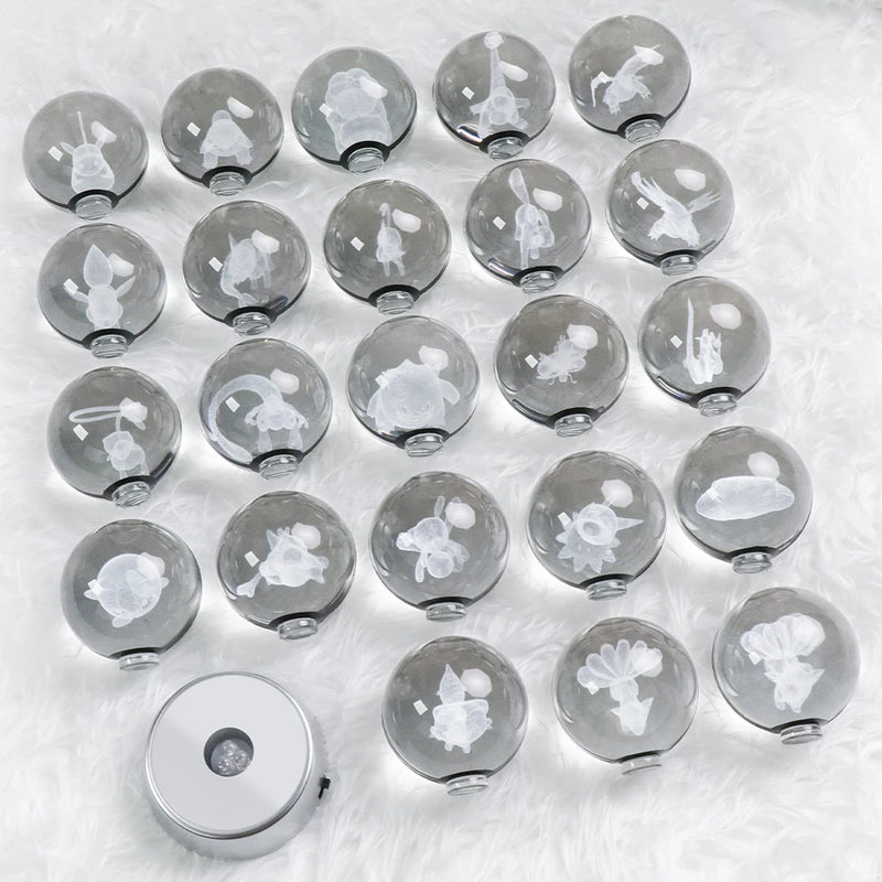 Figura Crystal Ball 3D  Pokeball, Rayquaza, Umbreon, Mew, Gengar, Idéia, Vulpix LeD