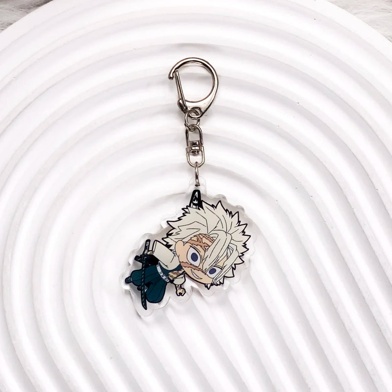 Personagens de anime demon slayer na moda acrílico chaveiro acessórios saco charme criativo mochila pingente chaveiro presentes para amigos