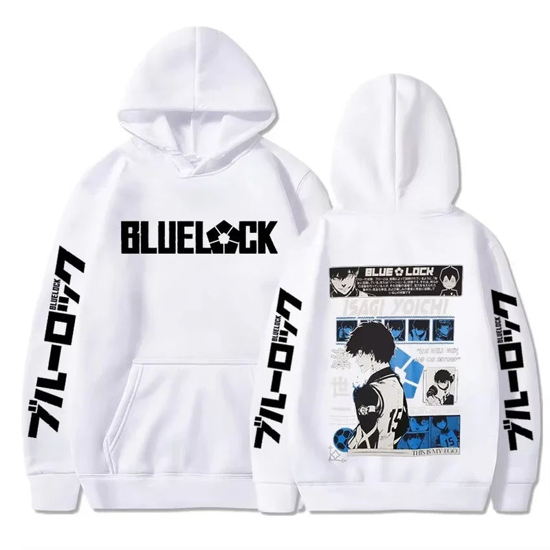 2025 anime azul bloqueio isagi yoichi impresso com capuz das mulheres dos homens mangá quente impresso hoodies streetwear harajuku