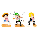 Action figure Capitães, Sanji, Monkey D,Zoro Anime One piece 15 centímetros