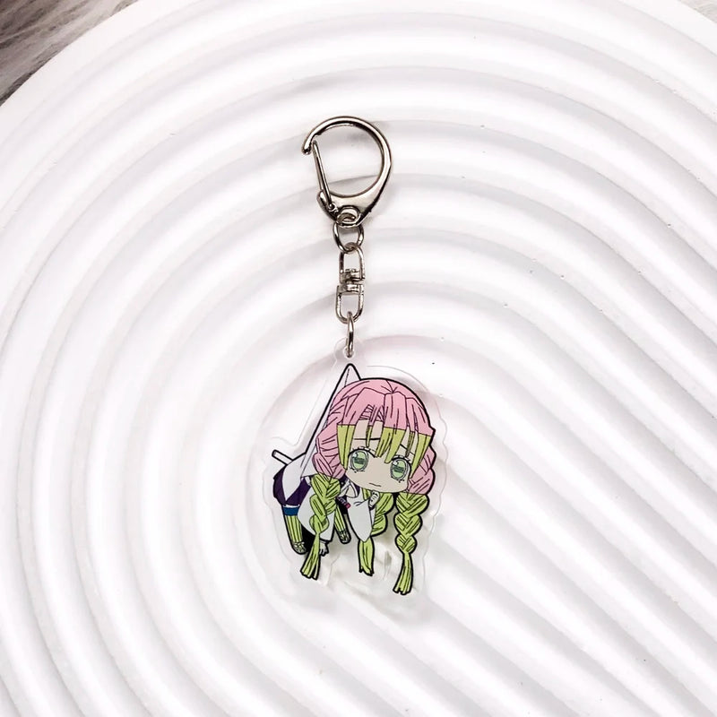 Personagens de anime demon slayer na moda acrílico chaveiro acessórios saco charme criativo mochila pingente chaveiro presentes para amigos