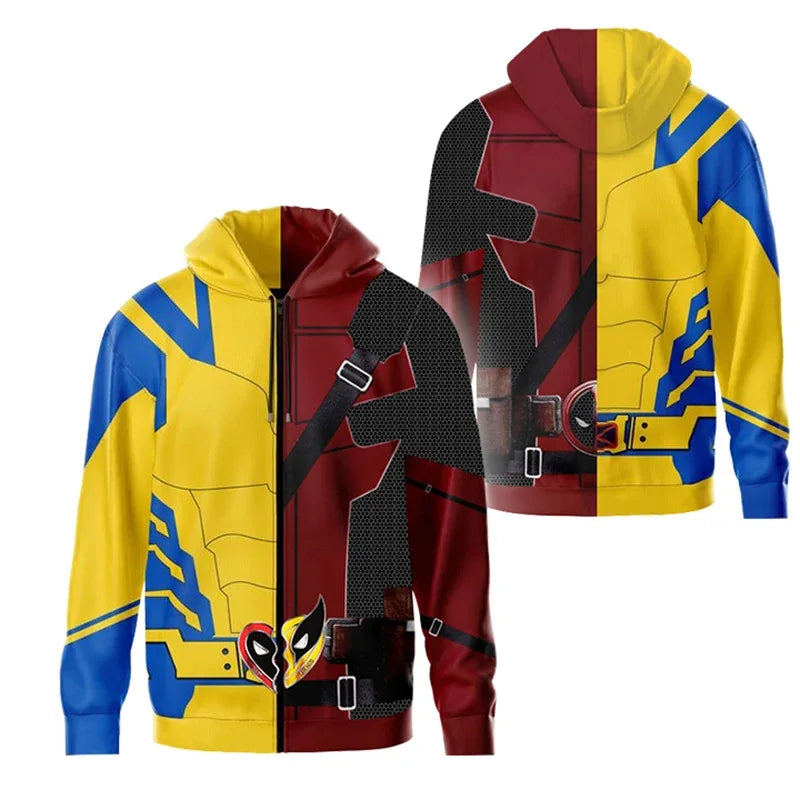 Jaqueta Traje Wolverine e Deadpool Masculino com ziper