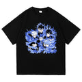 Verão masculino novo bloqueio azul anime camiseta casual moda impressa solta em torno do pescoço camiseta moda masculina/feminina t camisa