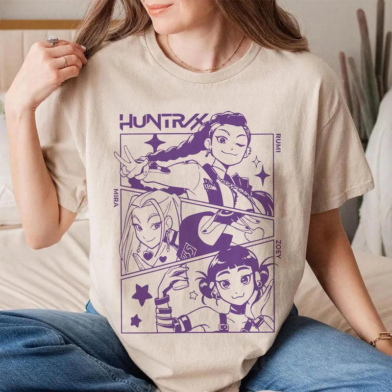 Camiseta casual Anime kpop huntrix Demon Hunters