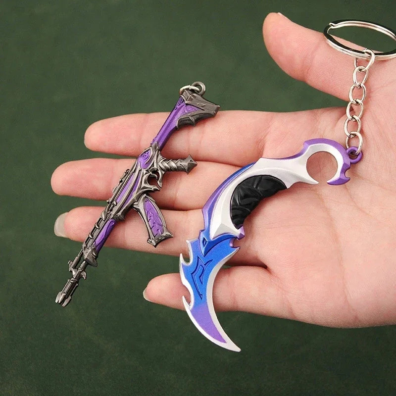 Valorant corpo a corpo reaver 2.0 karambit chaveiro para homem jogo periférico m4 samurai punhal modelo metal chaveiro pingente jóias presente