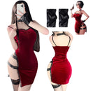 Sexy ada wong cosplay vestido filme serviço secreto roupões uniforme sexy vestido vermelho renda cheongsam lingerie roupas traje de halloween
