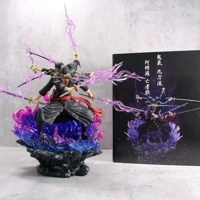 Action Figure Shura Roronoa Zoro, Seis Braços, 9 Lâminas, Anime One piece 30 cm, 40cm