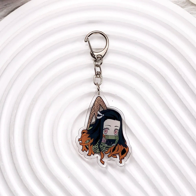 Personagens de anime demon slayer na moda acrílico chaveiro acessórios saco charme criativo mochila pingente chaveiro presentes para amigos