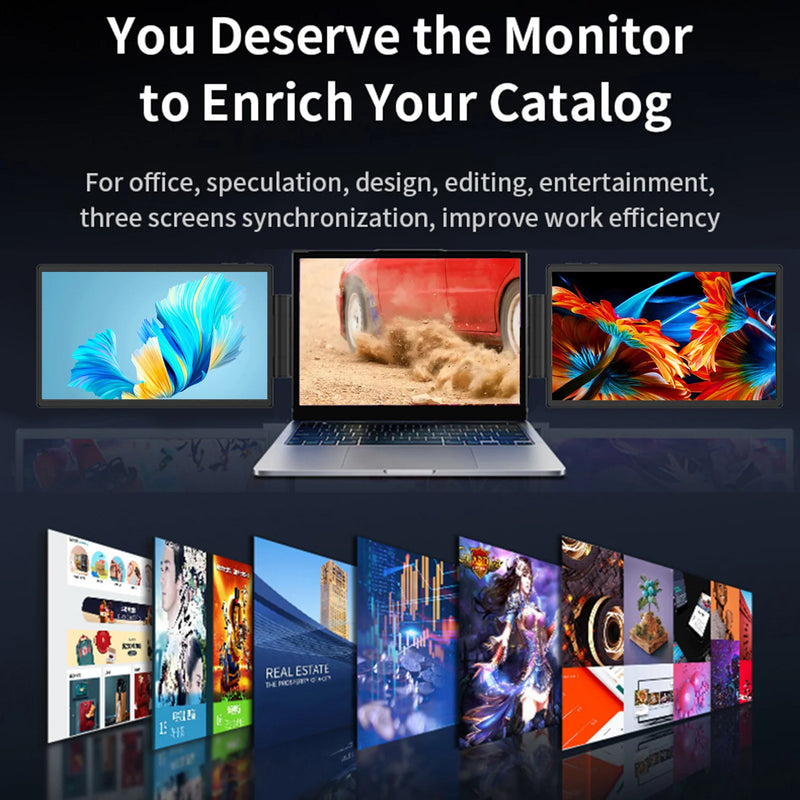 Laptop Dual Monitor Extensor de Tela, IPS LCD, 12 ", 1920x1080, HD, Tela para Macbook, Huawei