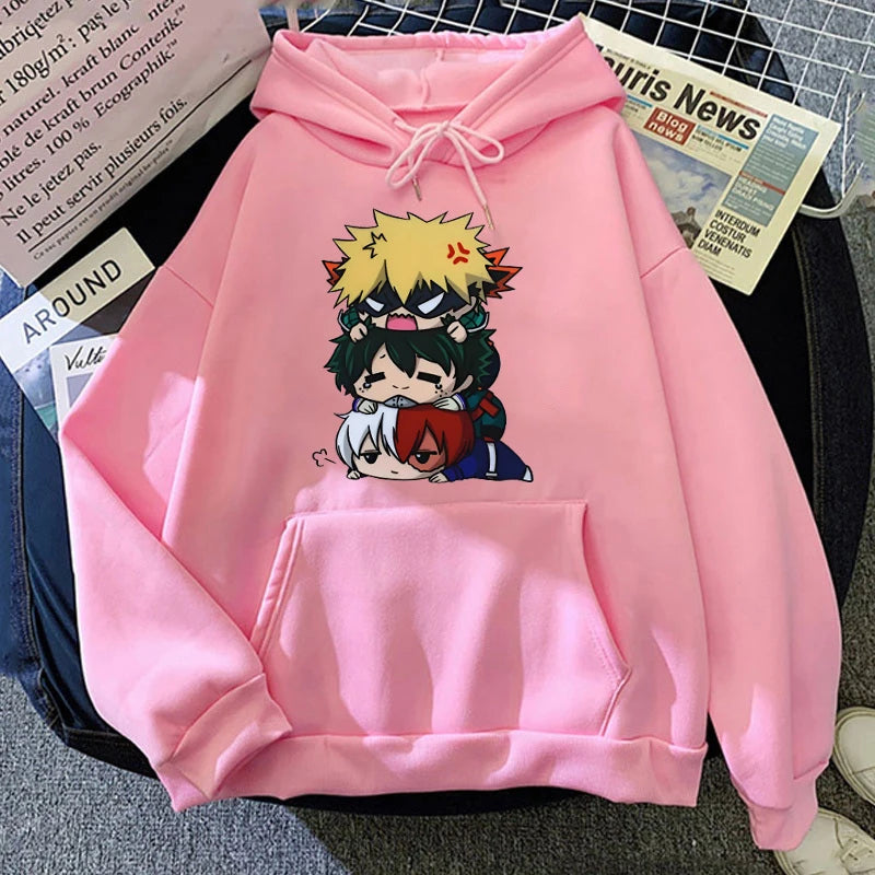 Moletom com capuz feminino Deku Bakugou Katsuki Todoroki Shoto Anime my hero academia