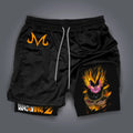 Calções masculinos dragon ball impresso verão esportes compressão shorts feminino dupla camada 2-em-1 calça de secagem rápida praia ginásio shorts