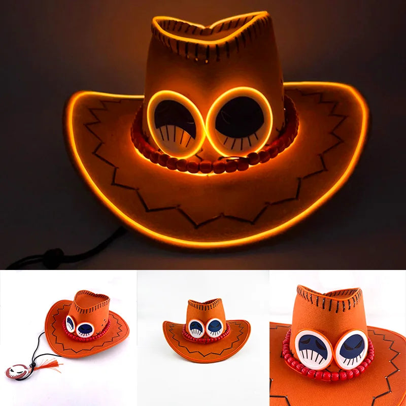 Chapéu ace Led light up bombeiro  para cosplay Anime one piece