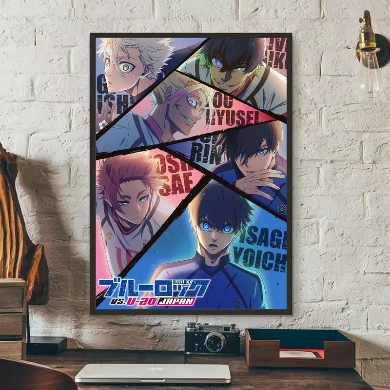 Popular anime japonês azul bloqueio cartaz hd arte pegajosa parede à prova dwaterproof água casa sala de estar quarto barra decoração estética