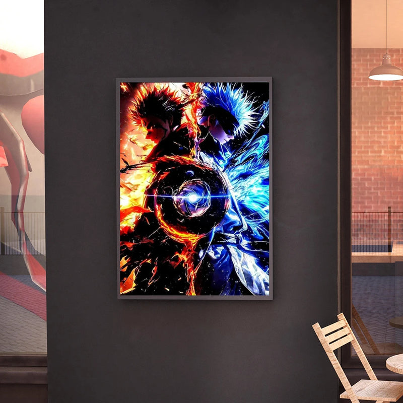 Japonês popular menino quadrinhos poster imprime fantasia escura escola batalha anime pintura em tela sala de estar menino decoração casa