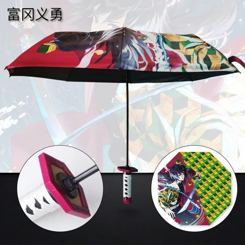 Guarda-chuva dobrável Tanjirou, Zenitsu, Yoriichi, Giyuu, Anime Demon Slayer