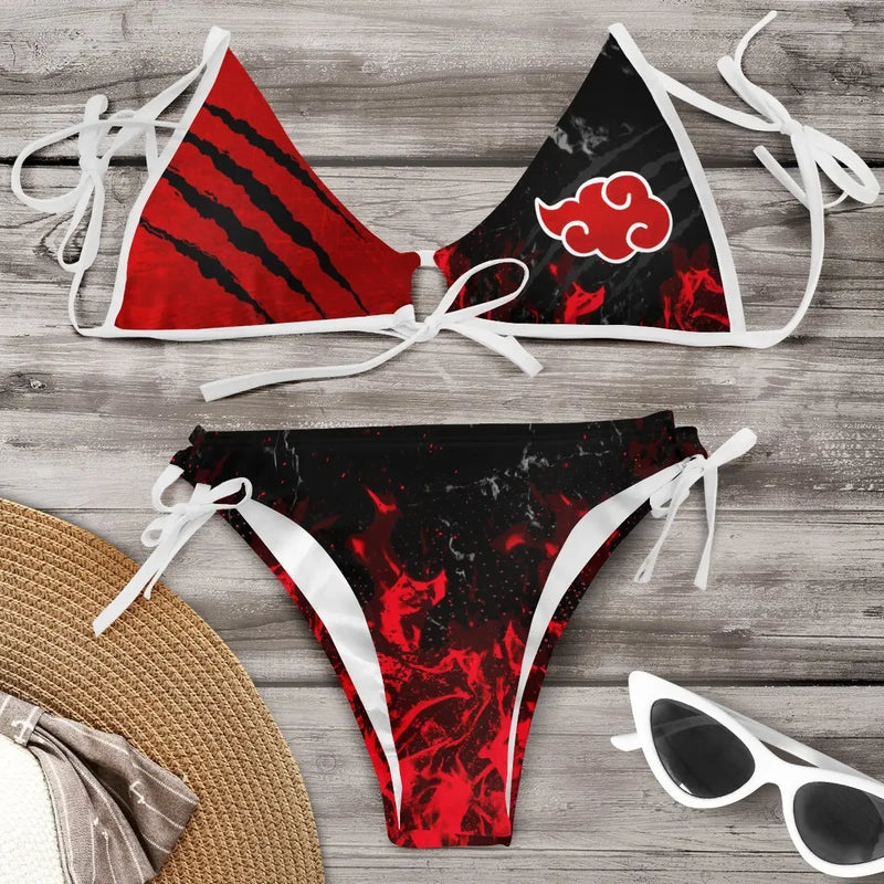 Conjunto de biquíni e shorts akatsuki Anime naruto