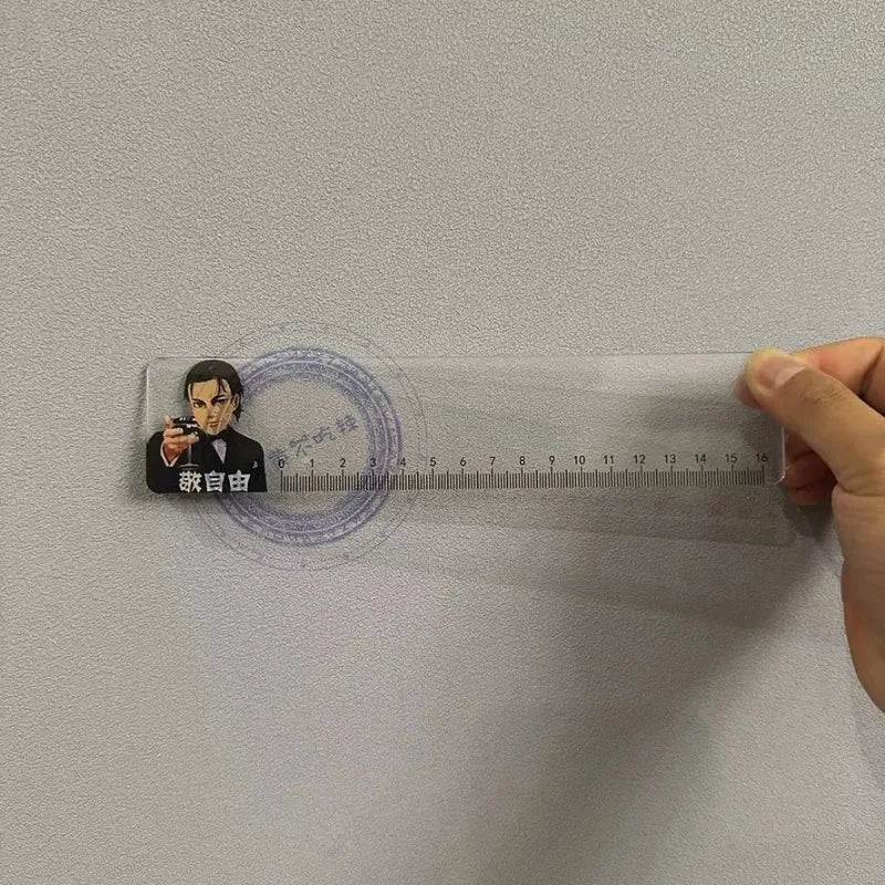 Régua  Eren Jaeger,Mikasa Ackerman,Armin Arlert,Levi Ackerman,Reiner Braun Anime Ataque em titã - 21cm