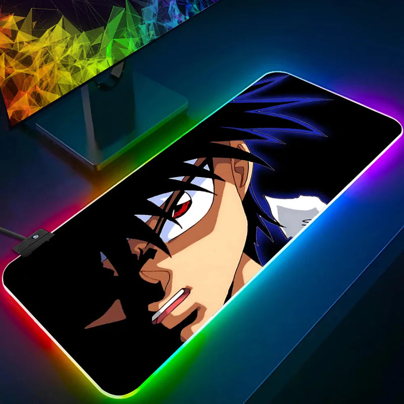 Mouse Pad RGB LED Brilhante, Teclado PC Gamer Anime Yuyu hakusho