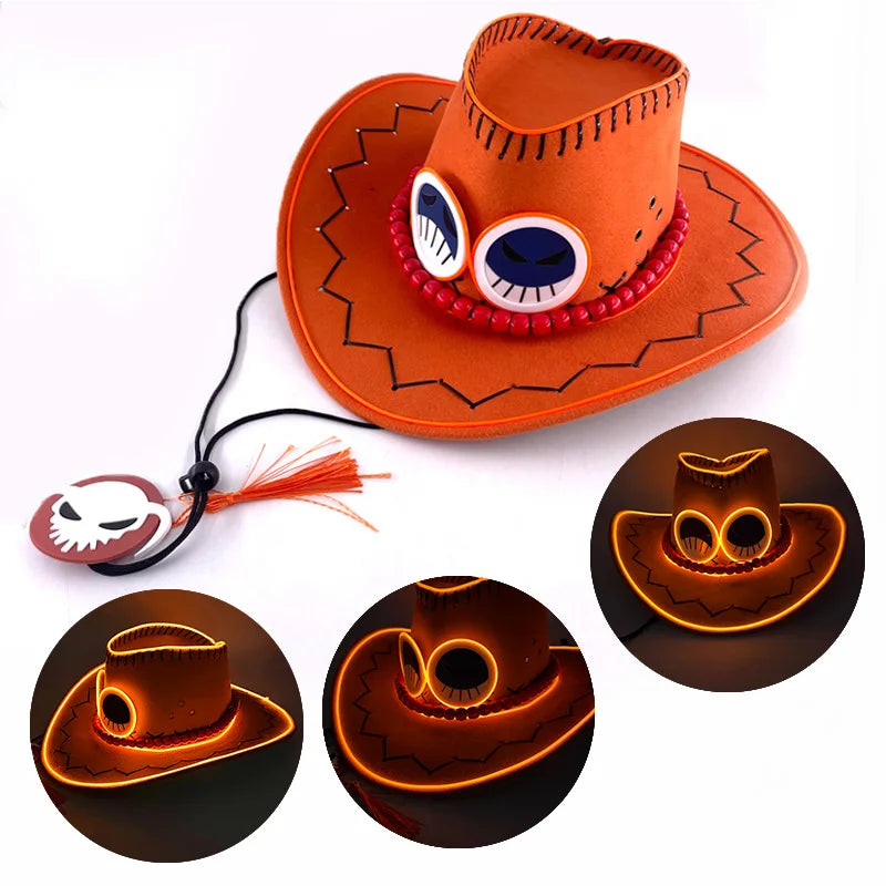 Chapéu ace Led light up bombeiro  para cosplay Anime one piece