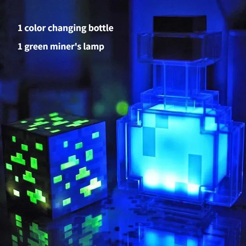 Luminária minecraft block de minério e poção