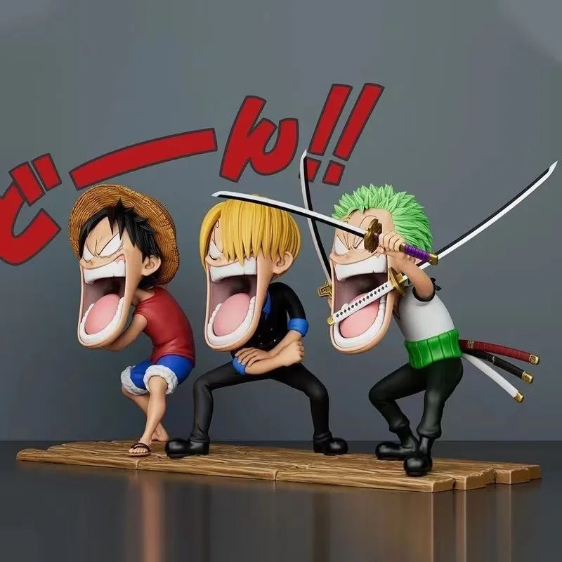 Action figure Capitães, Sanji, Monkey D,Zoro Anime One piece 15 centímetros