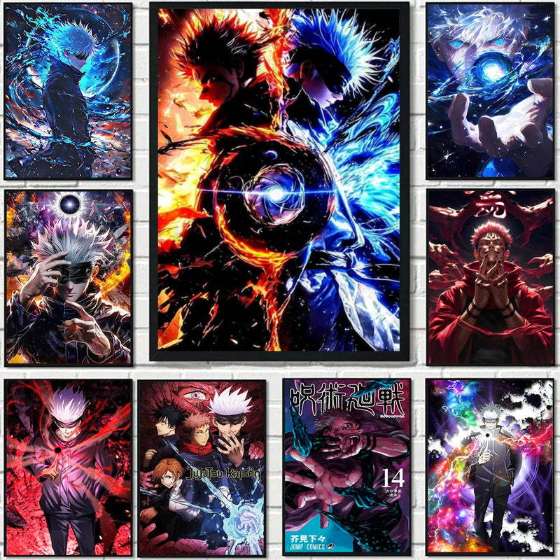 Japonês popular menino quadrinhos poster imprime fantasia escura escola batalha anime pintura em tela sala de estar menino decoração casa