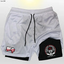 Anime baki hanma shorts masculinos esporte 2 em 1 ginásio jogging treinamento de corrida respirável fitness dupla camada bolso escondido calças curtas