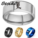 Anel L Letter Stainless Steel Yagami Light Jewelry Anime Death Note 8mm