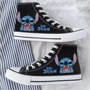 Kawaii disney stitch sapatos de lona de alta qualidade/baixa dos desenhos animados graffiti versátil sapatos esportivos para homens e mulheres moda sapatos planos