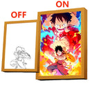 Quadro em led night  Zoro, Luffy Anime One Piece