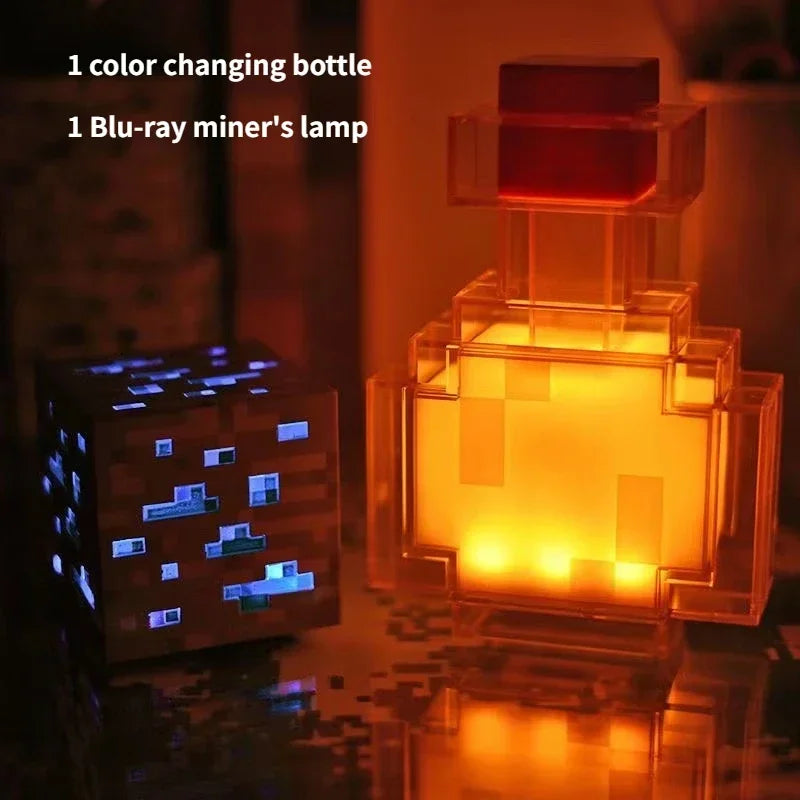 Luminária minecraft block de minério e poção