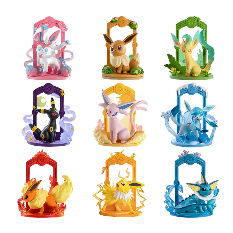 Action figure evolução da evee espeon, sylveon, glaceon, leafeon, vaporeon, umbreon, flareon Anime pokemon