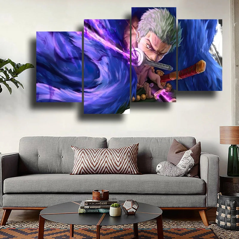 Quadro Zoro Roronoa Anime One Piece 4 Pcs