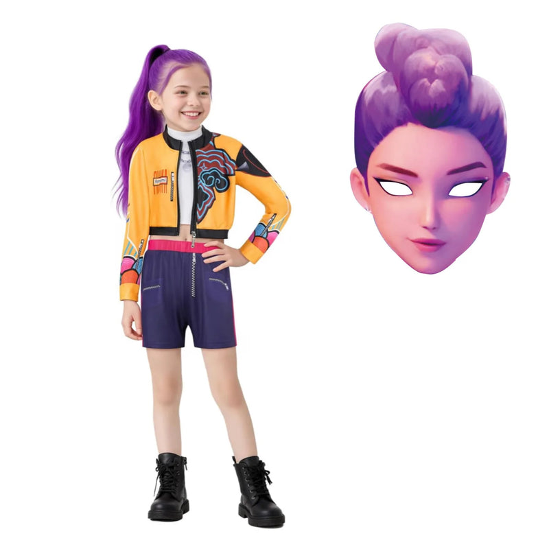 Cosplay rumi, mira & zoey infantil Anime kpop huntrix Demon Hunters