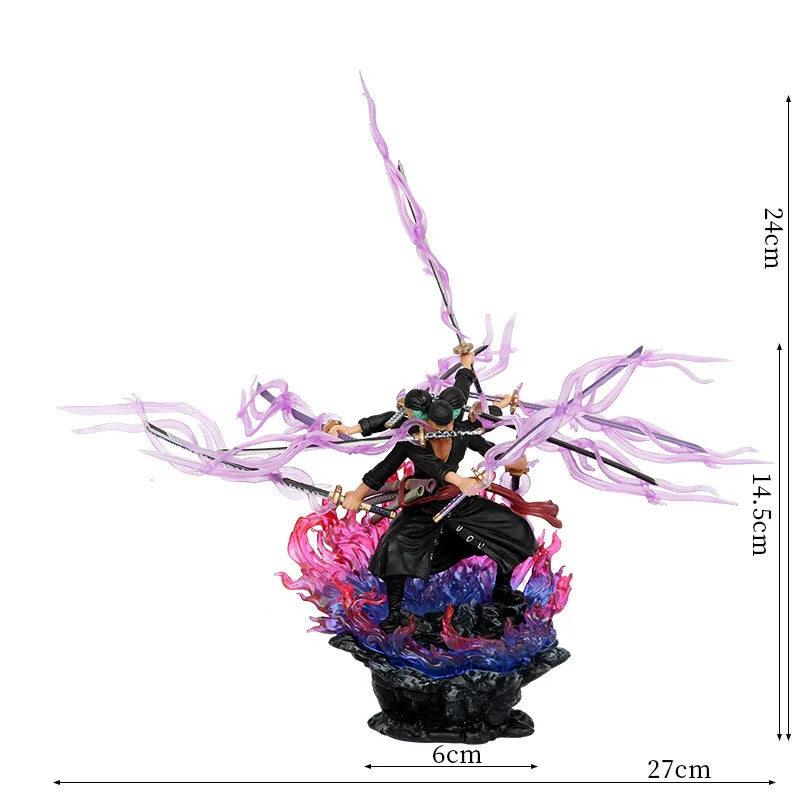 Action Figure Shura Roronoa Zoro, Seis Braços, 9 Lâminas, Anime One piece 30 cm, 40cm