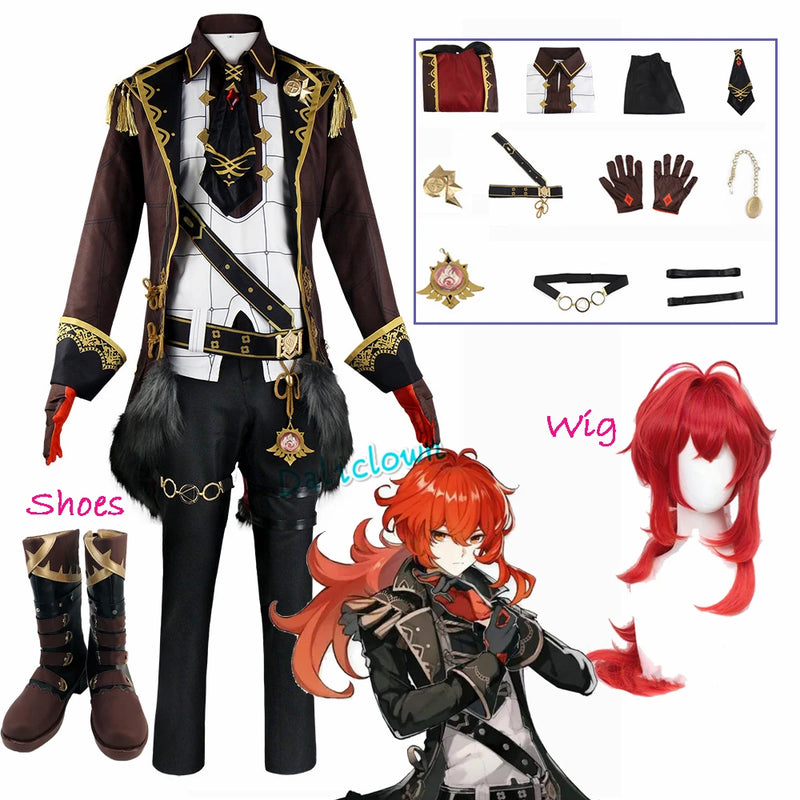 Cosplay Diluc Game Genshin Impact