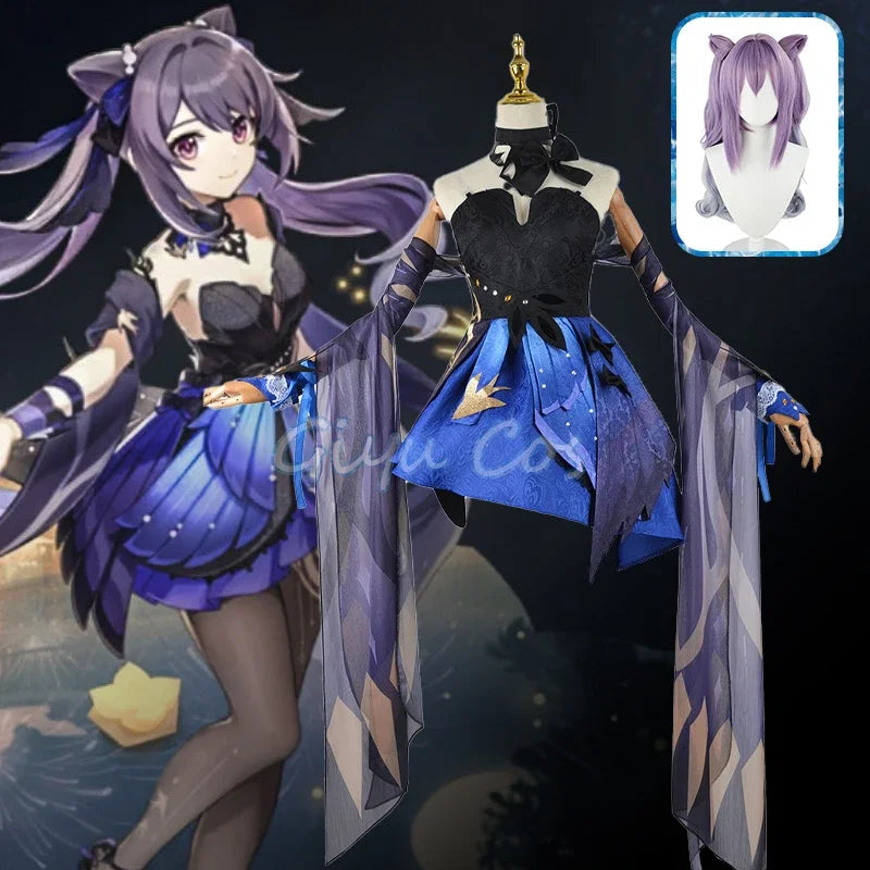 Cosplay Keqing jogo/Anime Genshin Impact