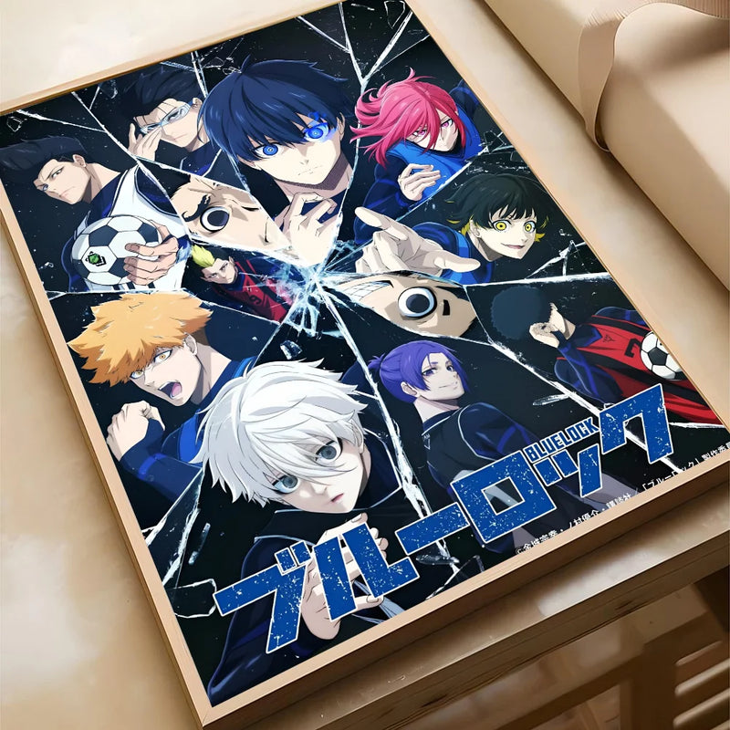 Anime azul bloqueio cartaz cartaz de papel impressão casa sala estar quarto entrada bar café arte pintura decoração