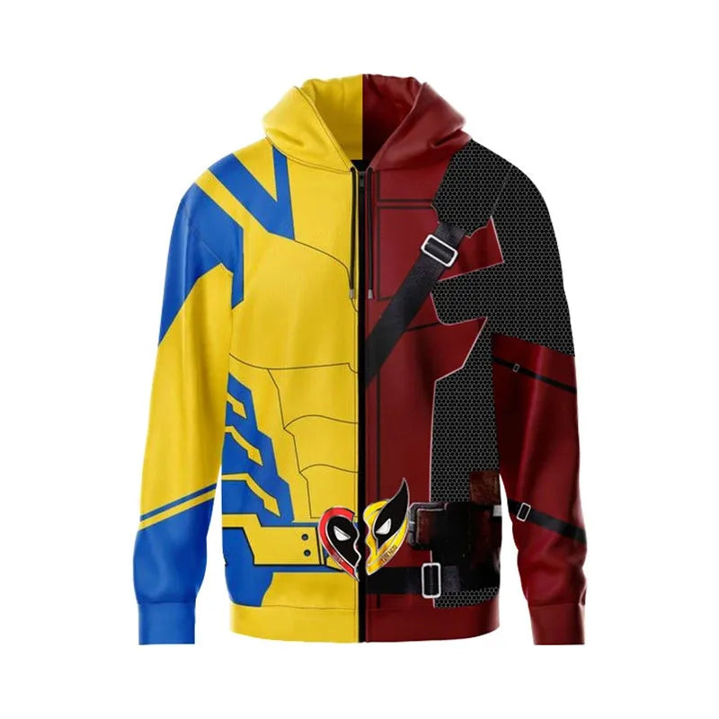 Jaqueta Traje Wolverine e Deadpool Masculino com ziper