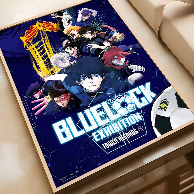 Anime azul bloqueio cartaz cartaz de papel impressão casa sala estar quarto entrada bar café arte pintura decoração