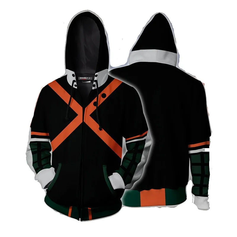 Moletom midoriya izuku, todoroki & bakugou katsu traje com capuz Anime my hero academia