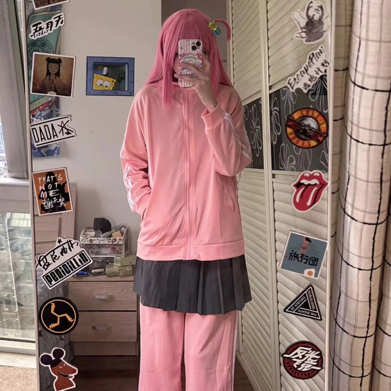 Bocchi a Rocha! Trajes cosplay hitori gotou uniforme rosa ryou yamada nijika ijichi trajes cosplay feminino roupa de halloween