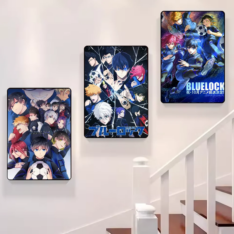 Popular anime japonês azul bloqueio cartaz hd arte pegajosa parede à prova dwaterproof água casa sala de estar quarto barra decoração estética