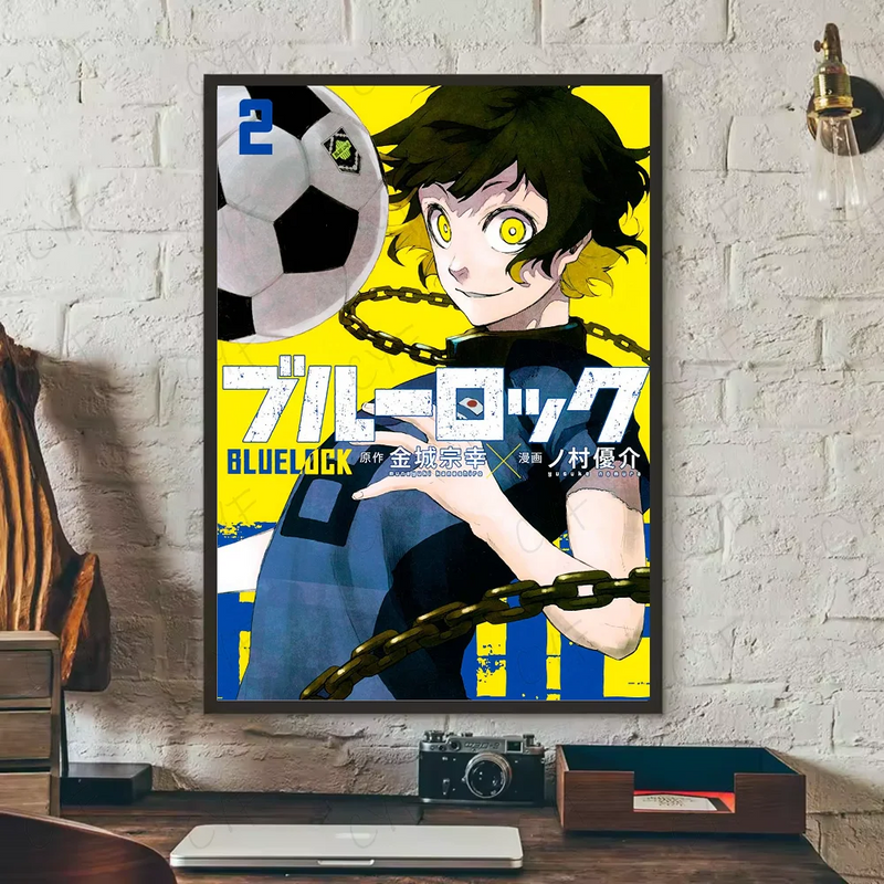 Popular anime japonês azul bloqueio cartaz hd arte pegajosa parede à prova dwaterproof água casa sala de estar quarto barra decoração estética