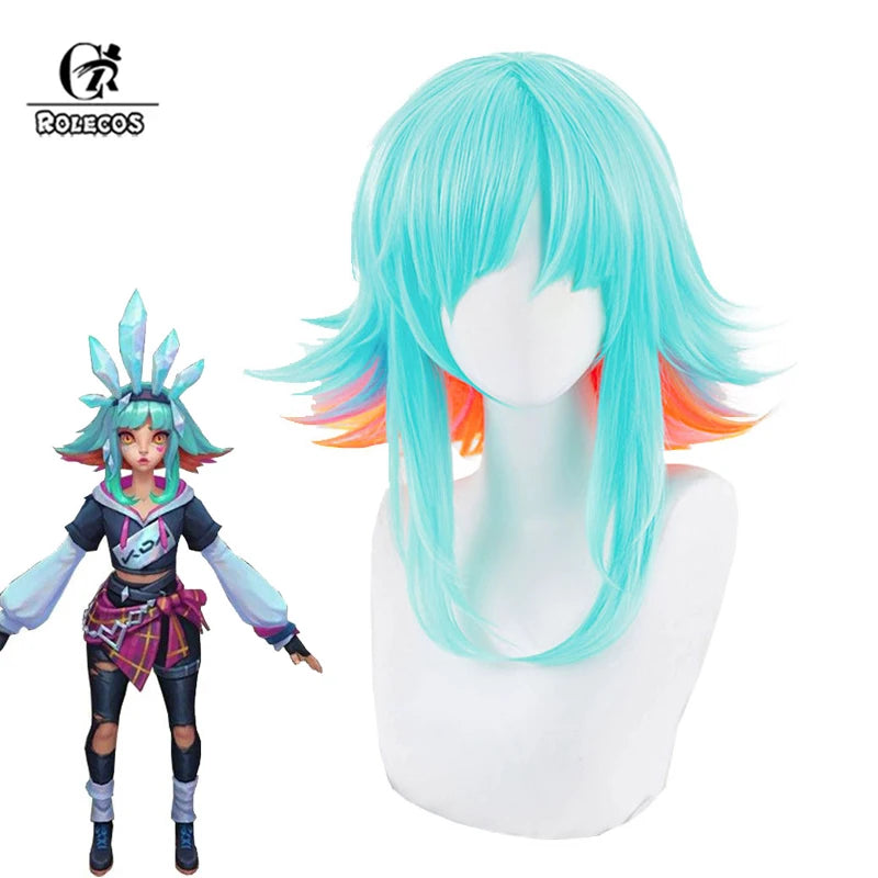 Peruca KDA Neeko Anime Arcane Game LOL, 50cm
