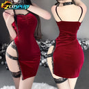 Sexy ada wong cosplay vestido filme serviço secreto roupões uniforme sexy vestido vermelho renda cheongsam lingerie roupas traje de halloween
