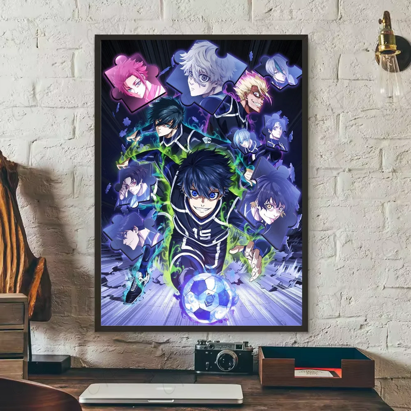 Popular anime japonês azul bloqueio cartaz hd arte pegajosa parede à prova dwaterproof água casa sala de estar quarto barra decoração estética