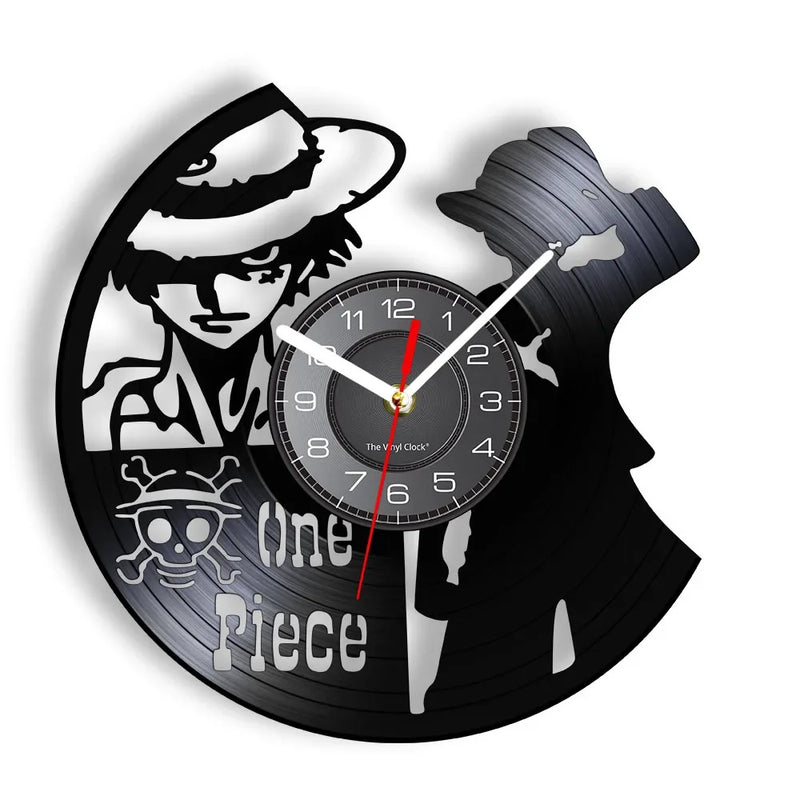 Relógio de parede com disco de vinil One Piece
